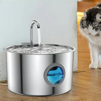 304 Stainless Steel Cat Water Fountain Automatic, 3.2L/108.2oz Pet Fountain Dispenser for Inside Dog Cats Drinking