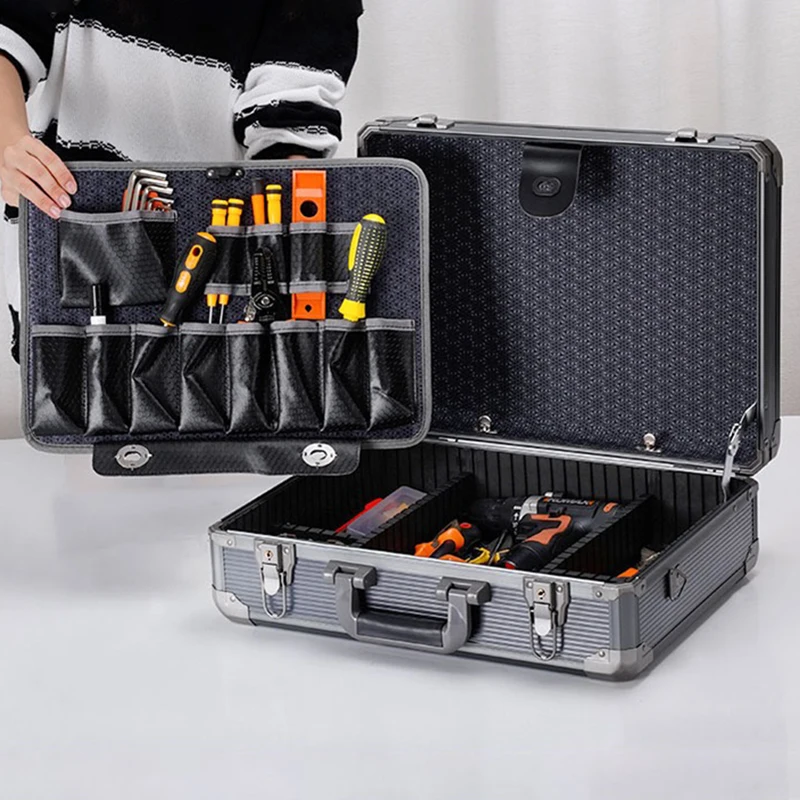 Multifunctional Tool Case Aluminum Alloy Household Hardware Tools Storage Box Portable Partition Repair Tool Organizer Suitcase 3