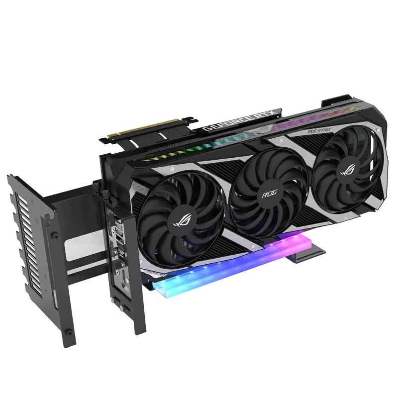 

Vertical Mount Bracket RGB Light Vertical Graphics Card Mount with PCI-E 4.0 X16 Adapter Cable for ATX Case Computer Accessories