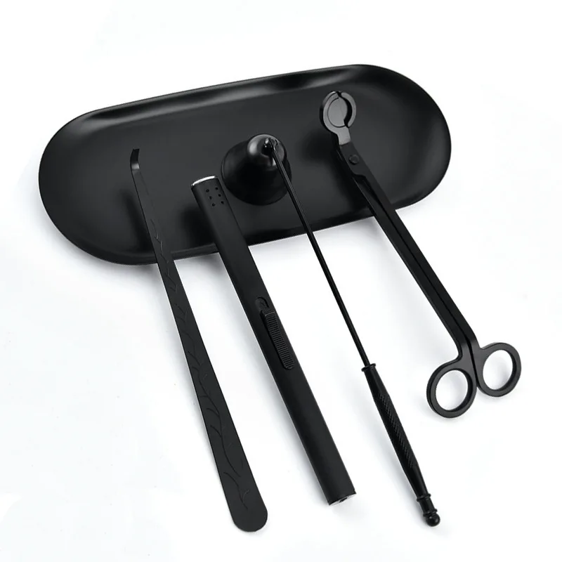 Candle Extinguishing Tool Black Metal Candle Extinguisher Wick Trimming Scissors/hook/candle Tray/candle Nursing Tool candle nursing tool
