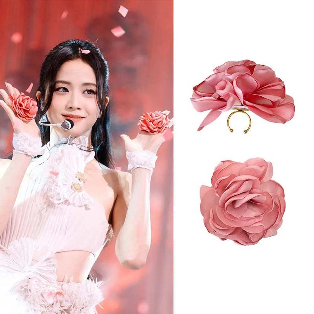 Exaggerate Oversized Flowers Open Ring Korean Style Pink