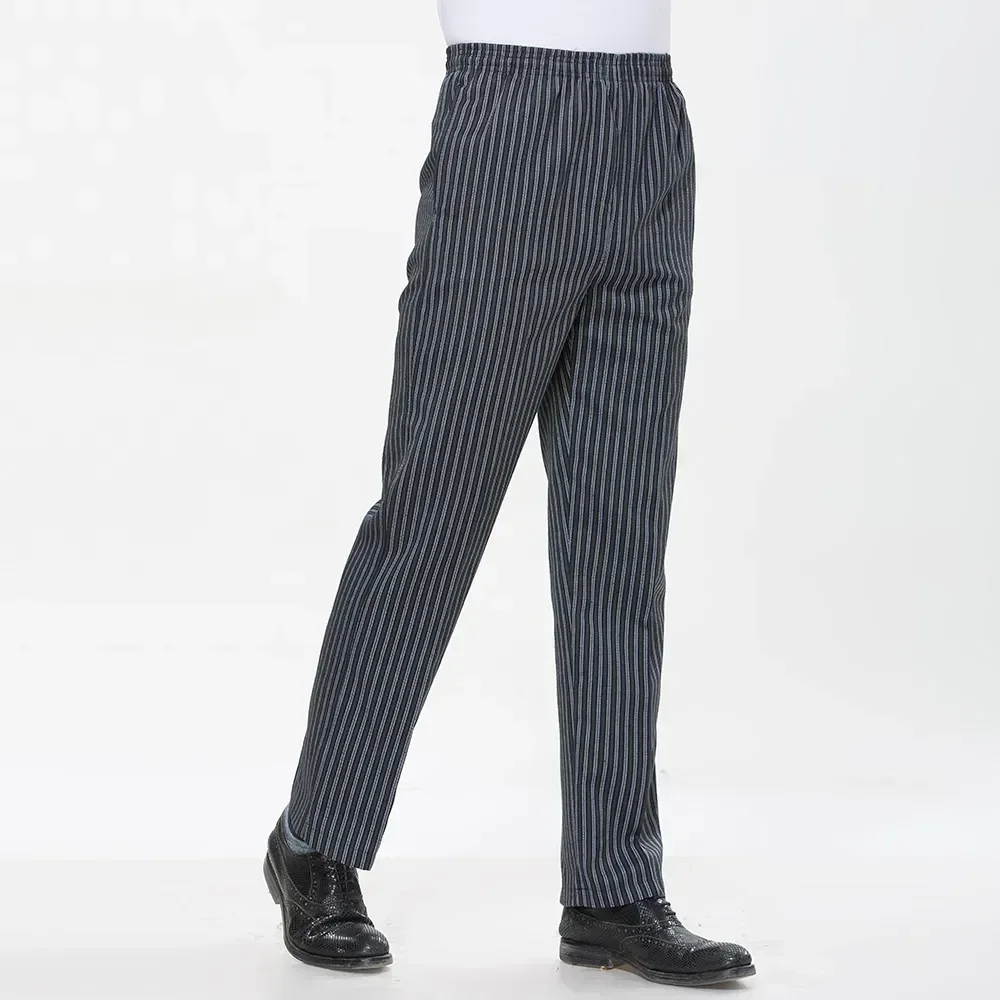 

With Trousers Work Baggy Women Pocket Pant Uniforms Restaurant Zebra Kitchen Hotel Men Pants Waist Trouser Elastic Chef