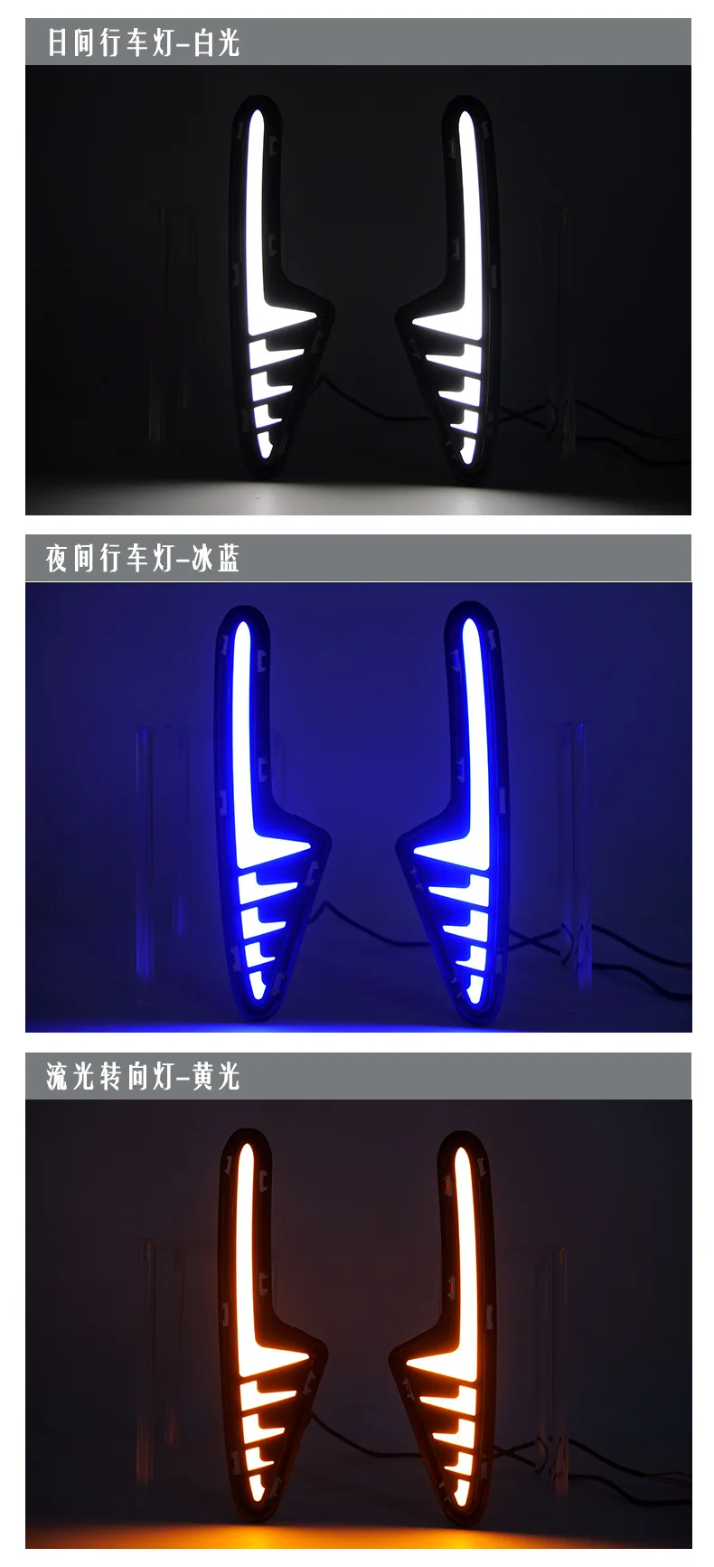 DRL For Geely GEOME EX2 2025 2026 Car Led Daytime Running Lights Dynamic Turn Signals Night Ice Blue Modified Front Fog Lights detail image 5