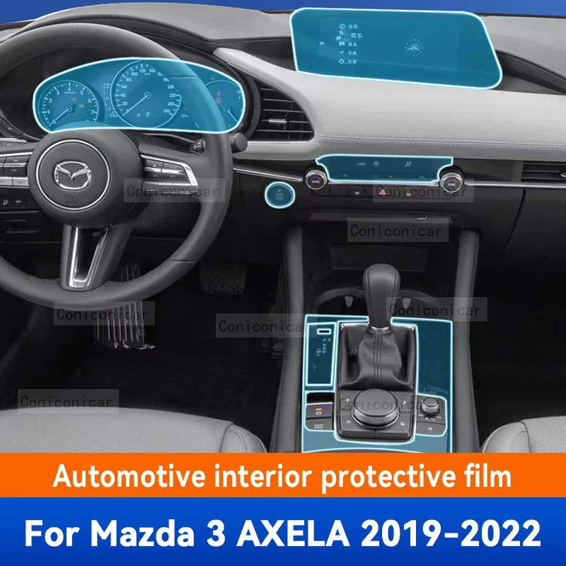 

For MAZDA 3 AXELA 2019-2022 Car Interior Center Console GearBox Panel Navigation Transparent TPU Protective Film Anti-scratc
