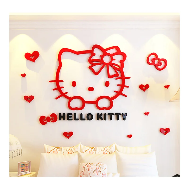 

Kawaii Sanrioed аниме Hello Kittys прочные и долговечные наклейки на стену для детской комнаты спальни домашний Декор рождественские подарки на день рождения