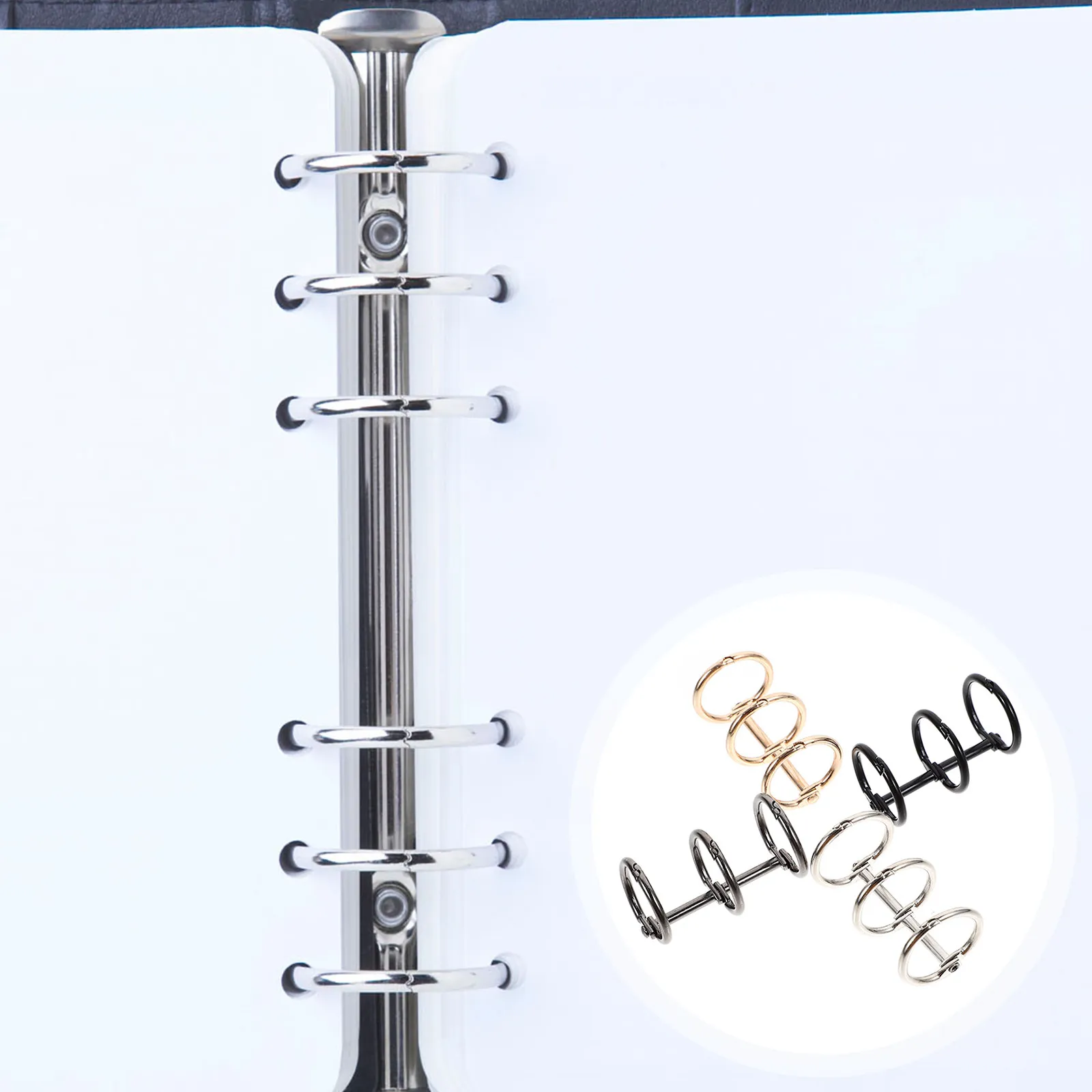 4Pcs 금속 바인더 링 3홀 루즈 리프 바인더 링 홈 오피스 학교 문서용 절묘한 노트북 링 세트