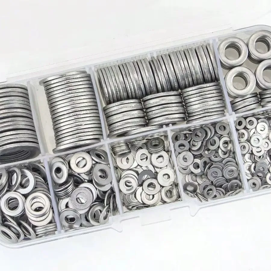 Stainless Steel Flat Washer Set 580PCS 9 Sizes M2-M12 Screws Mud Flaps Home Decor Factory Repair