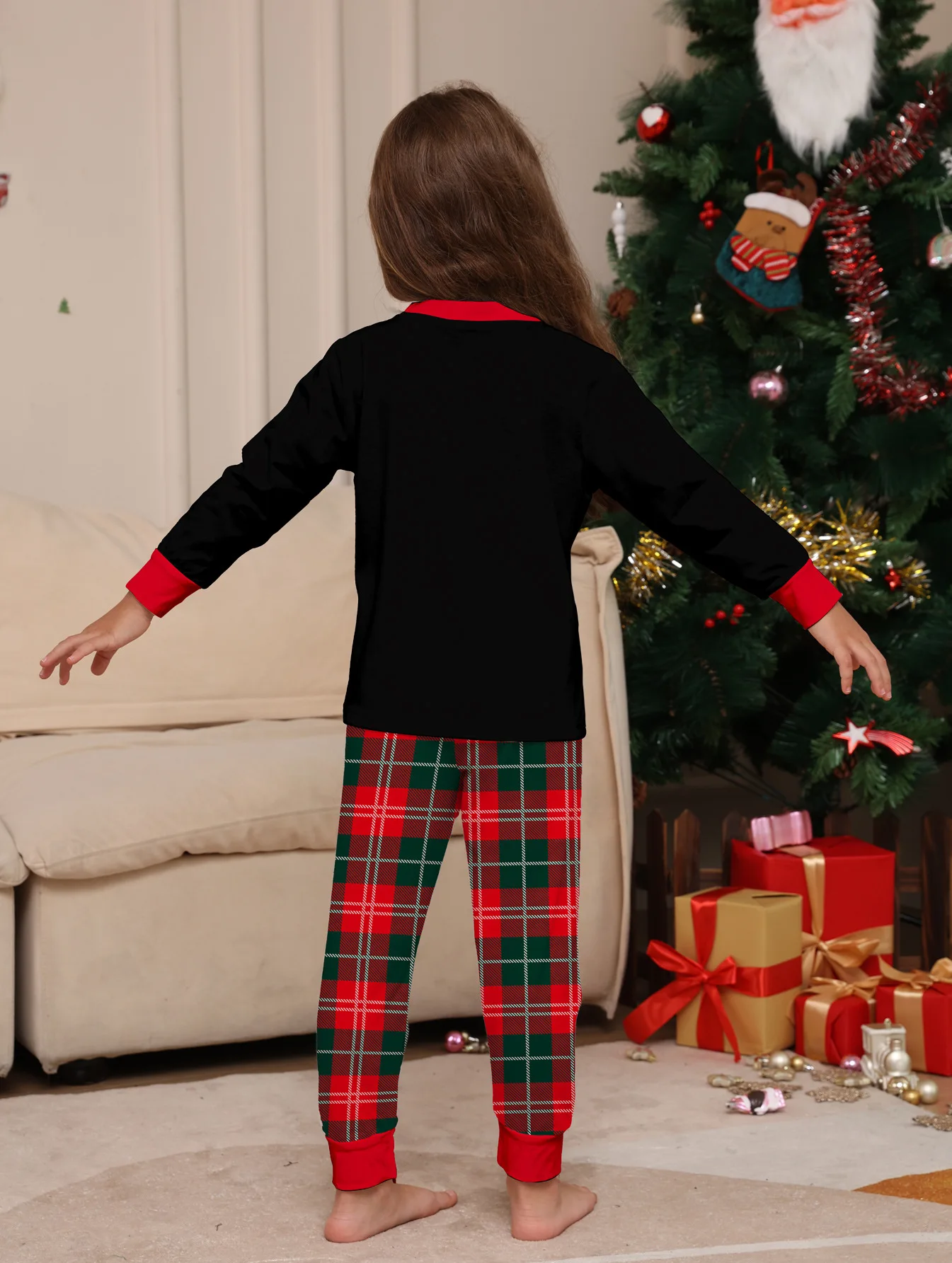 Christmas Family Outfit Mom Daughter Dad Son Family Matching Pyjamas Set Soft long sleeved pyjamas Cute baby and dog jumpsuit 6