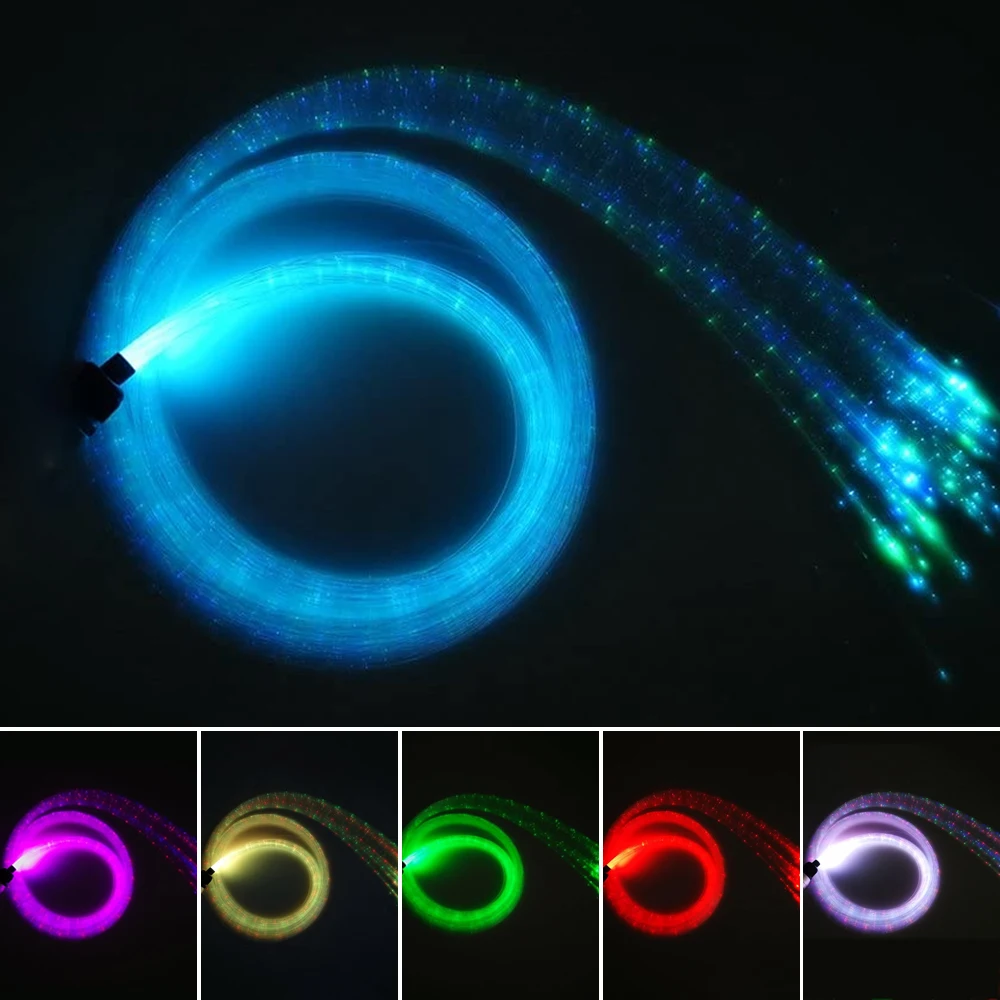 6W RGBW Fiber Optic Curtain Light Kit 200pcs*0.75mm*2M sparkle Flash Point Glow Fiber Optical Cable For Kids Toy Sensory Light