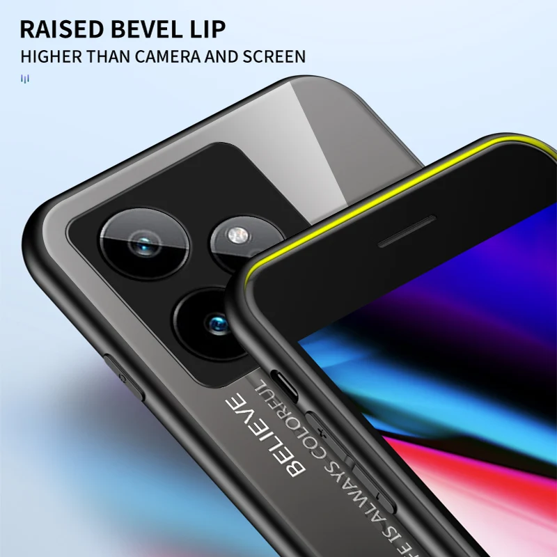 Gradation Tempered Glass Hard Back Protective Bumper Shockproof Case