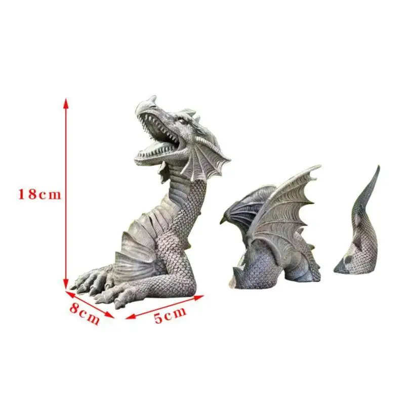 Dragon Sculptures Resin Giant Lawn Sculpture Gothic Fantasy Figures Art Garden Patio Statues Garden Decoration Accessories Tools