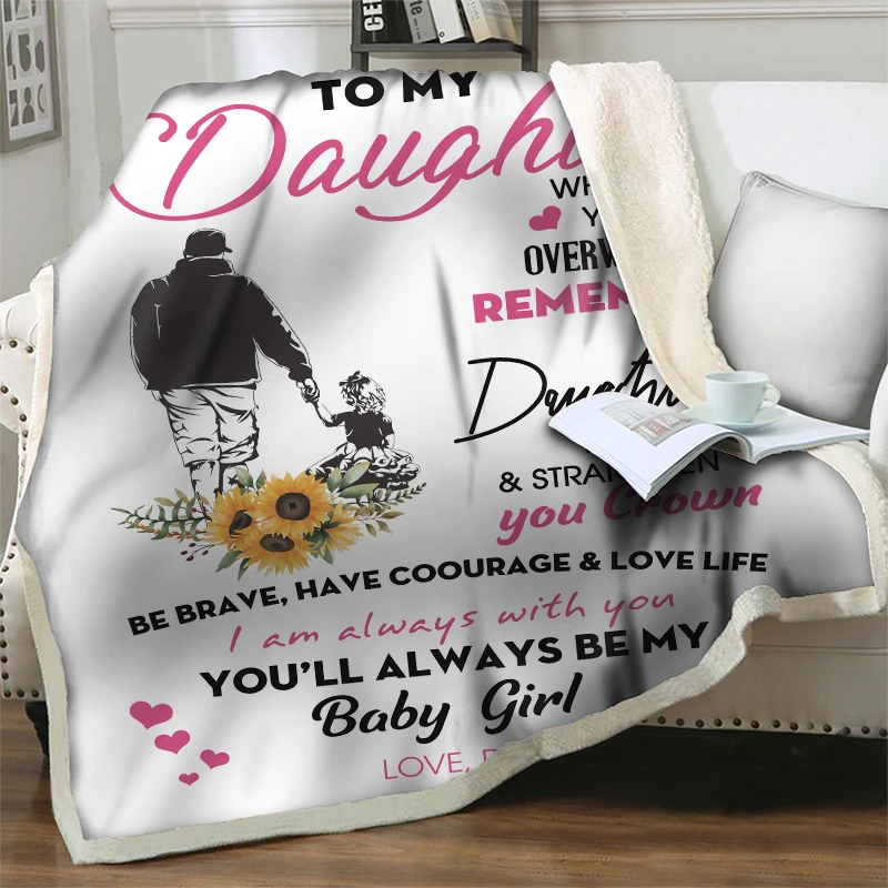 To My Daughter from Mom Letter Dolphin Printed Soft Warm Quilt Fleece Plush Throw Blankets For Beds Sofa Travel Picn