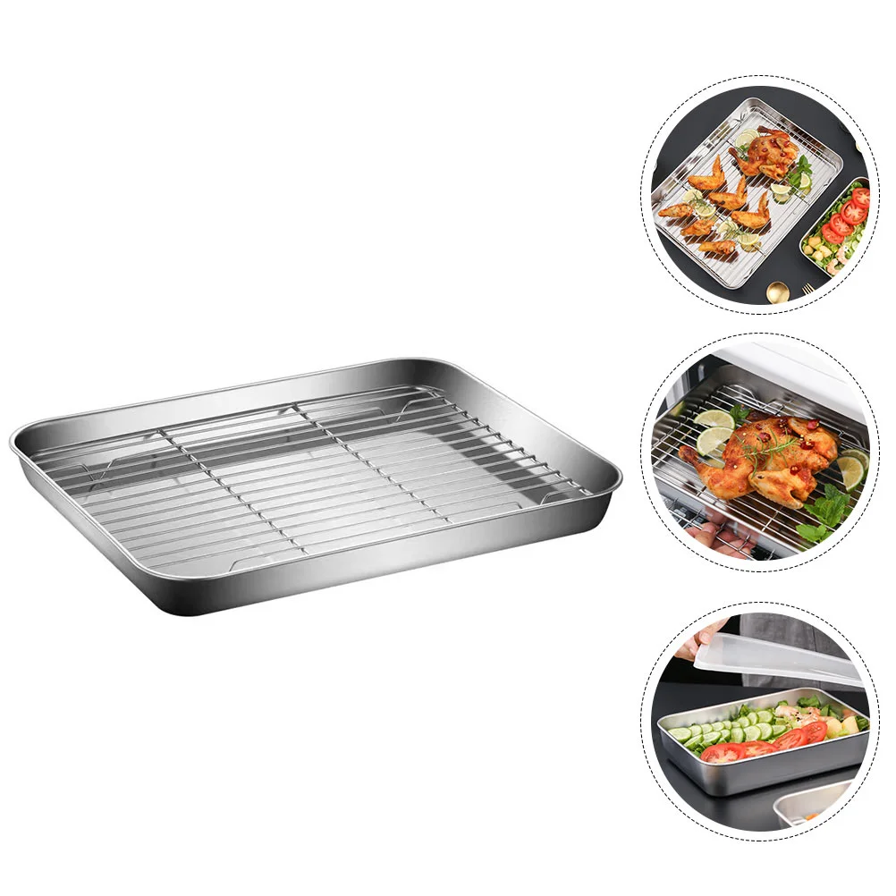 

Baking Dishes For Ovens Darker Roasting Tray Flat Bottom Rectangular Dish Non Stick Stainless Steel Home Steaming Premium