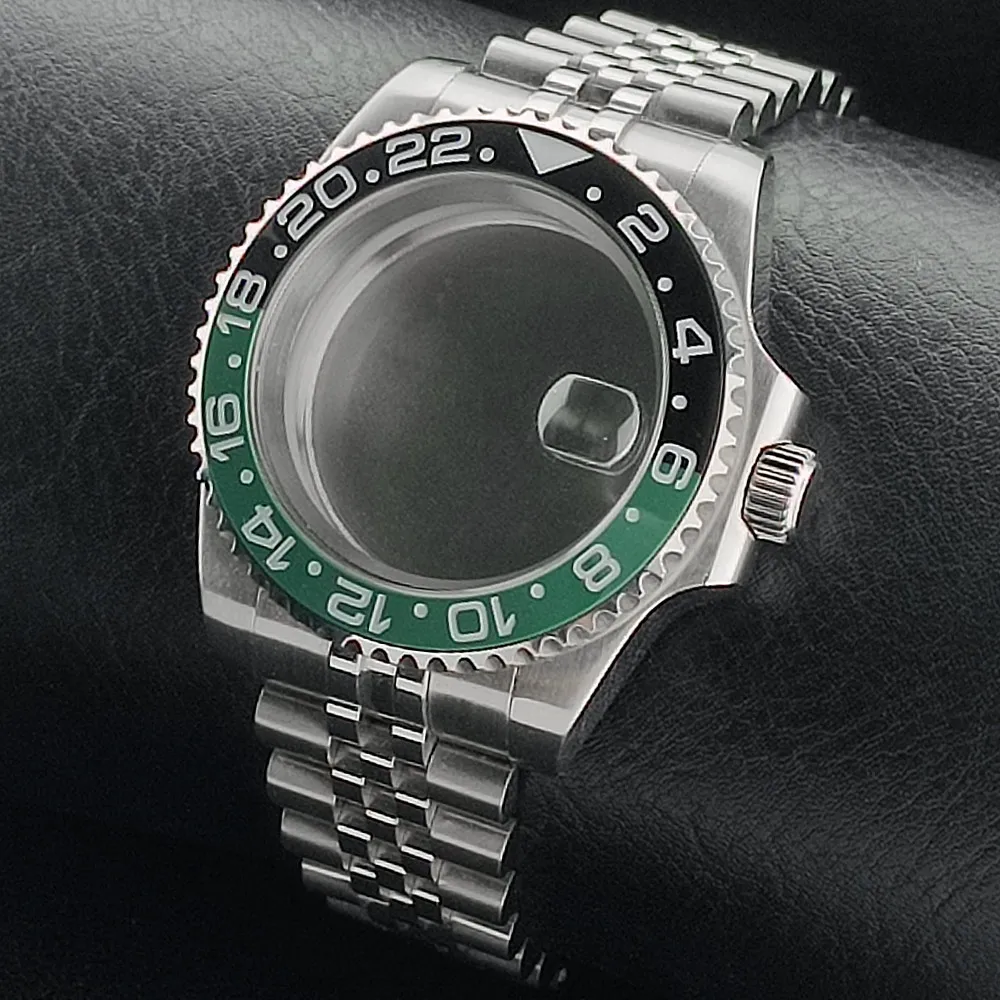 Premium GMT Watch Case with Bidirectional Sapphire Bezel and Slide Buck, 40MM, 5Bar Water Resistance