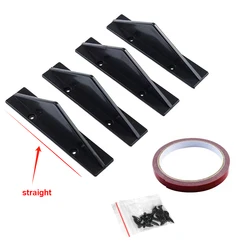 Universal Car Rear Bumper Lip Diffuser Spoiler Protector Set - 4 - Piece Exterior Enhancement Kit (4Pcs Straight Black)