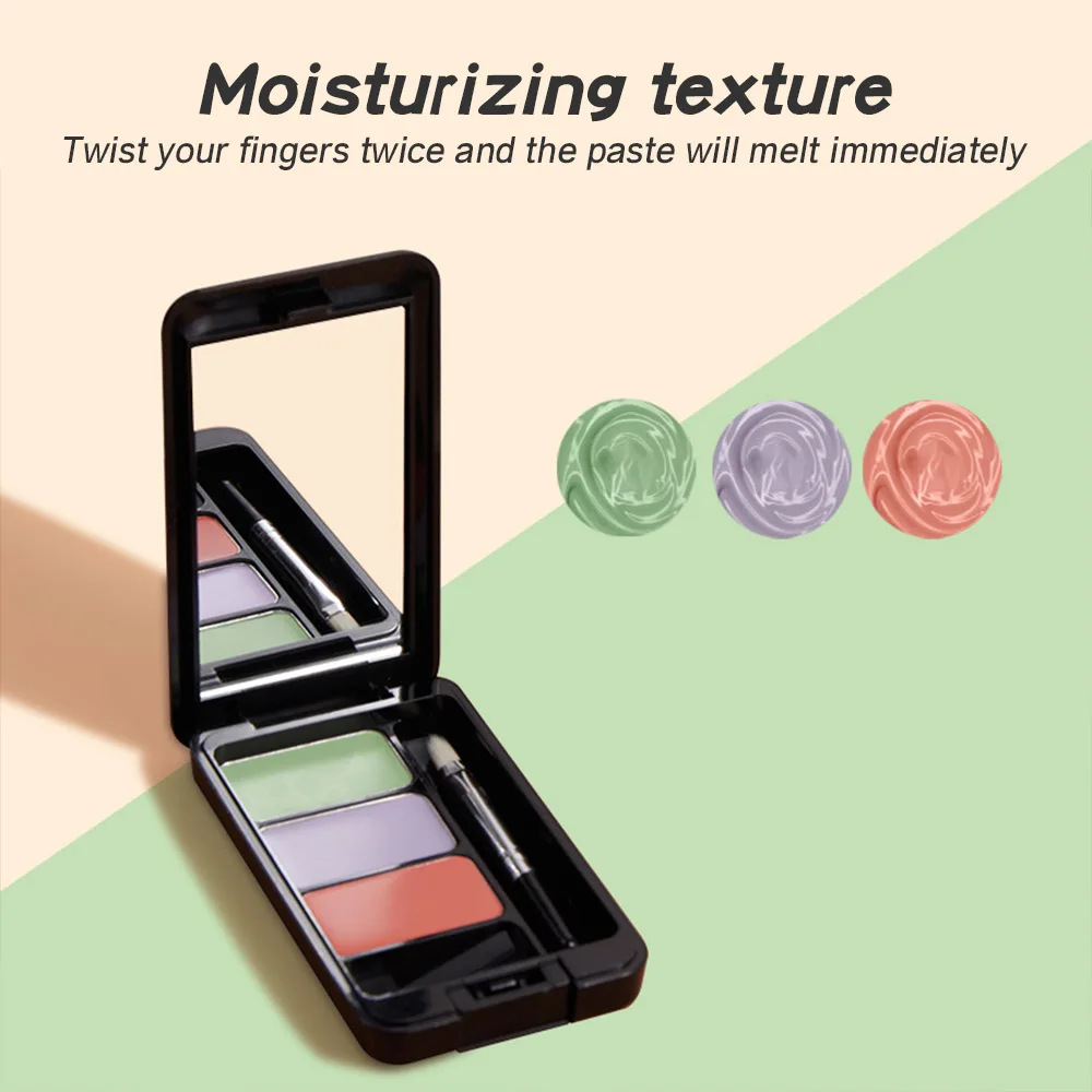 Natural contouring three-color concealer for facial acne marks spots tear grooves concealing brightening