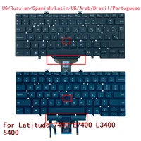 New US Russian Spanish Latin UK Arab Brazil Portuguese Laptop Backlit Keyboard For Dell Latitude 7400 E7400 L3400 5400