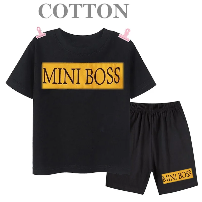 thumbnail image 1 of Conjunto de 2 piezas para bebés recién nacidos, niños y niñas de 2 a 14 años, camiseta de manga corta con estampado de letras informal de verano y pantalones cortos, atuendo deportivo, 1 of 5