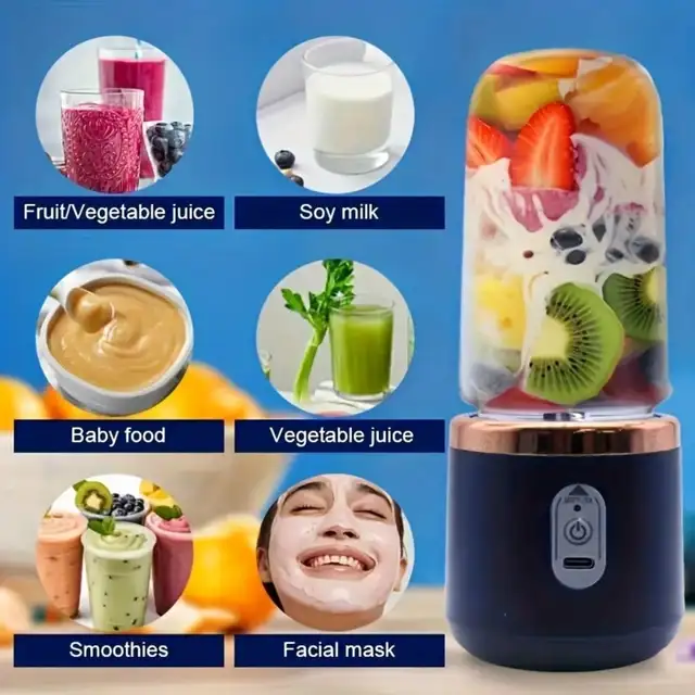 Juicer Cup + Portable Outdoor Cup, Dual Cups, Detachable, Easy To Clean, For Making Fine Juice, Fruit Blender, Beverage Maker, Suitable For Home, Outdoor Travel, Office, USB Charging, Portable Blender, Juice Mixer - Perfect Gift For