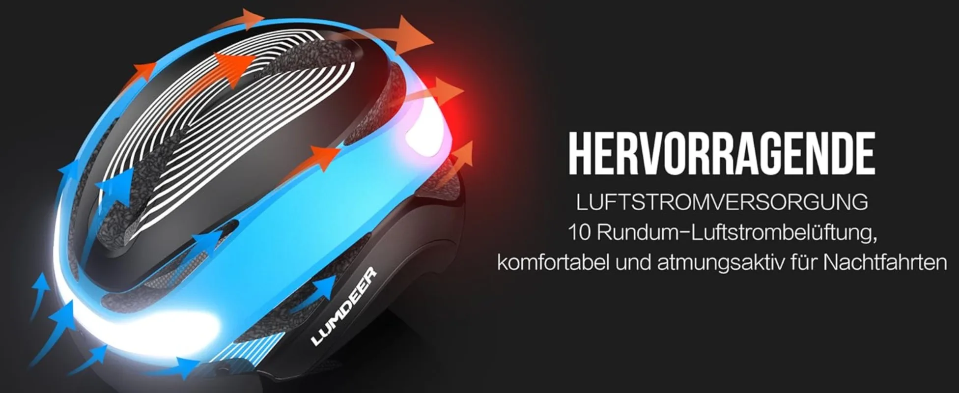 Der Text lautet „HERVORGEHOBEN“. Gaming-Maus mit dramatischen blauen und roten Lichteffekten vor schwarzem Hintergrund.