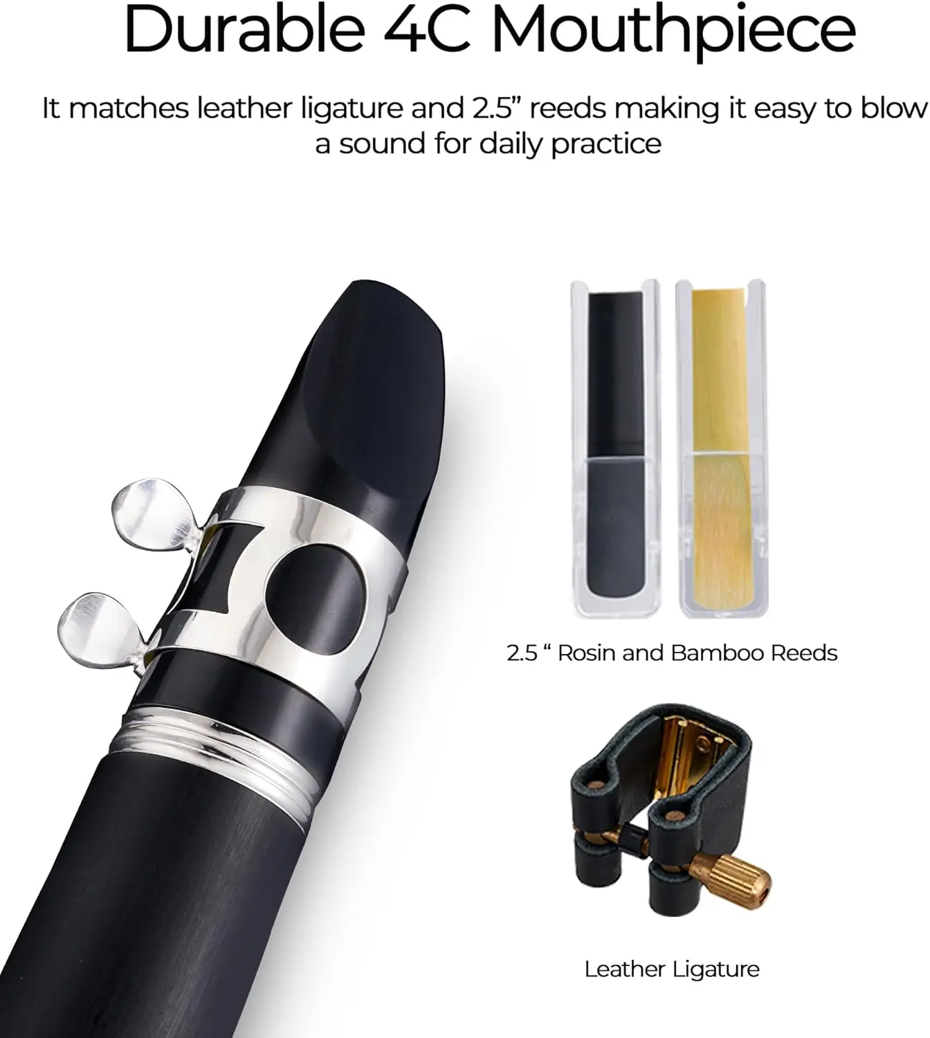 B Flat Clarinet for Beginners Intermediate, Upgraded Bb Ebonite Clarinet Silver-Plated for School Band Orchestra Adult St