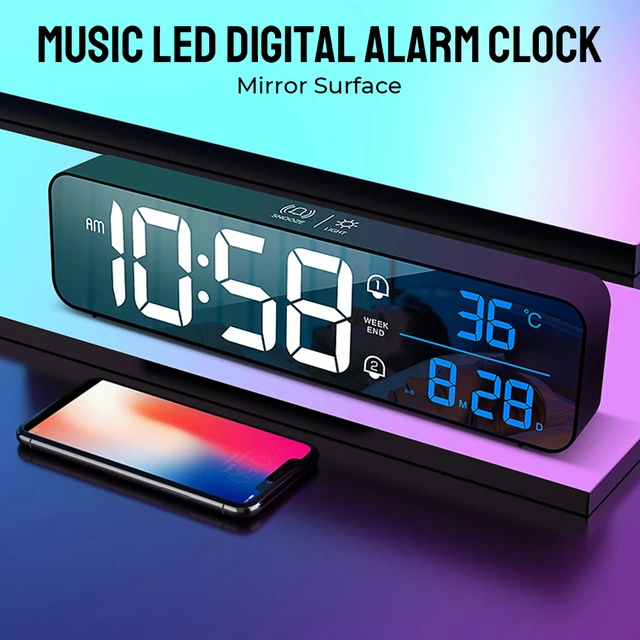 Réveil numérique LED avec radio FM, horloges de bureau électroniques,  budgétaire de temps, réveil USB - AliExpress