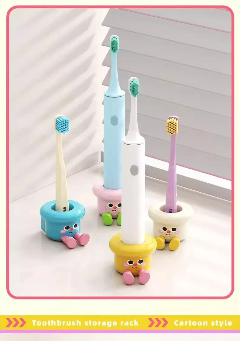 Cartoon Magnetic Toothbrush Holder Wall Mounted Bathroom Cup Organizer_voghion.com