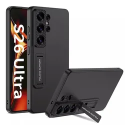 Ultra Luxury Invisible Folding Stand Holder Phone Case with All - Inclusive Lens Cover - Galaxy S26 Ultra (Cool Black)