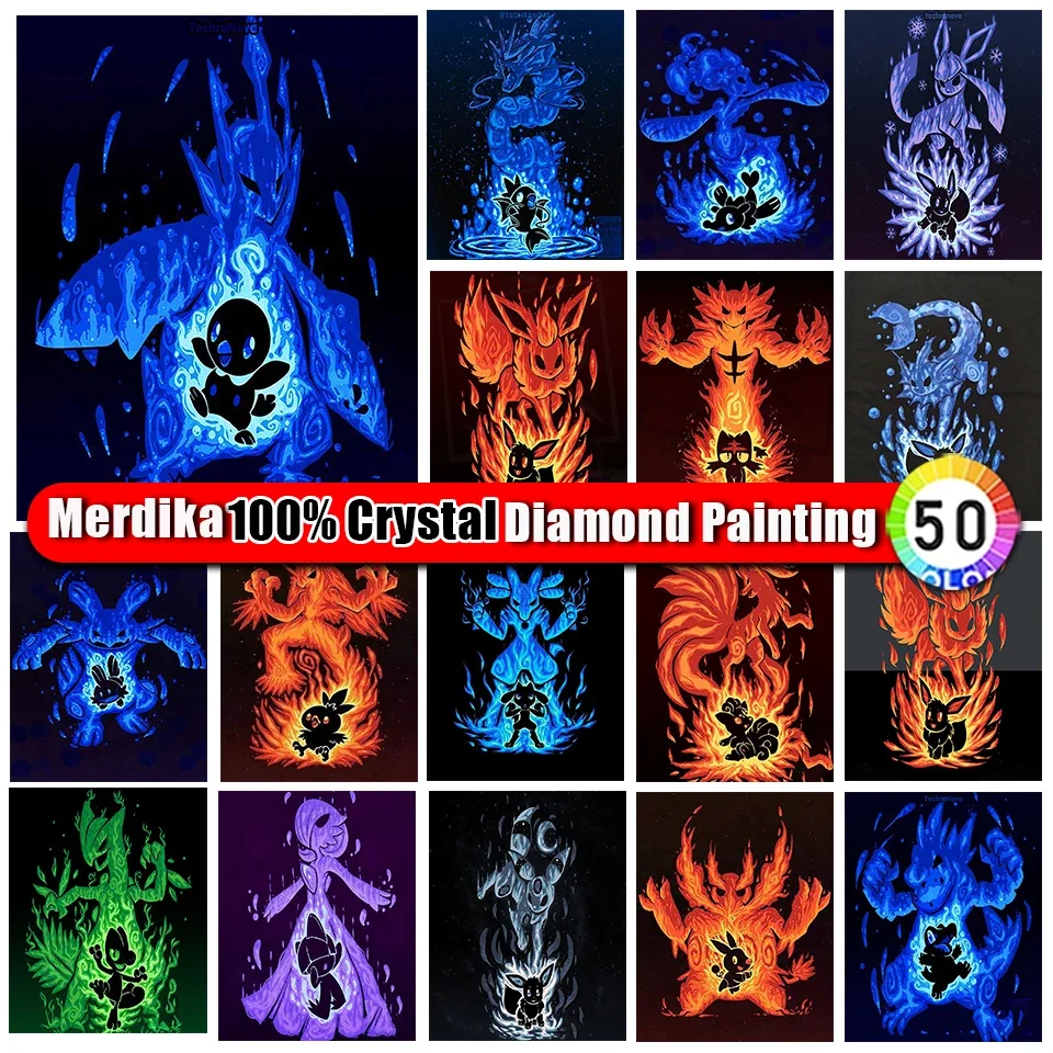 

100% Crystal Diamond Painting Pokemon Cartoon 5D Kit Art Full Rhinestones Diamond Embroidery Cross Stitch Mosaic Anime Picture