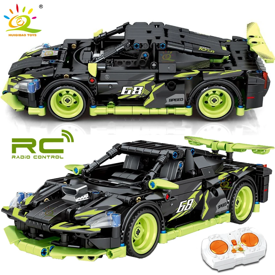 

HUIQIBAO 618PCS Electric Remote Control Drake Supercar Building Blocks City Sport Car Bricks Tech Educational Toys for Children