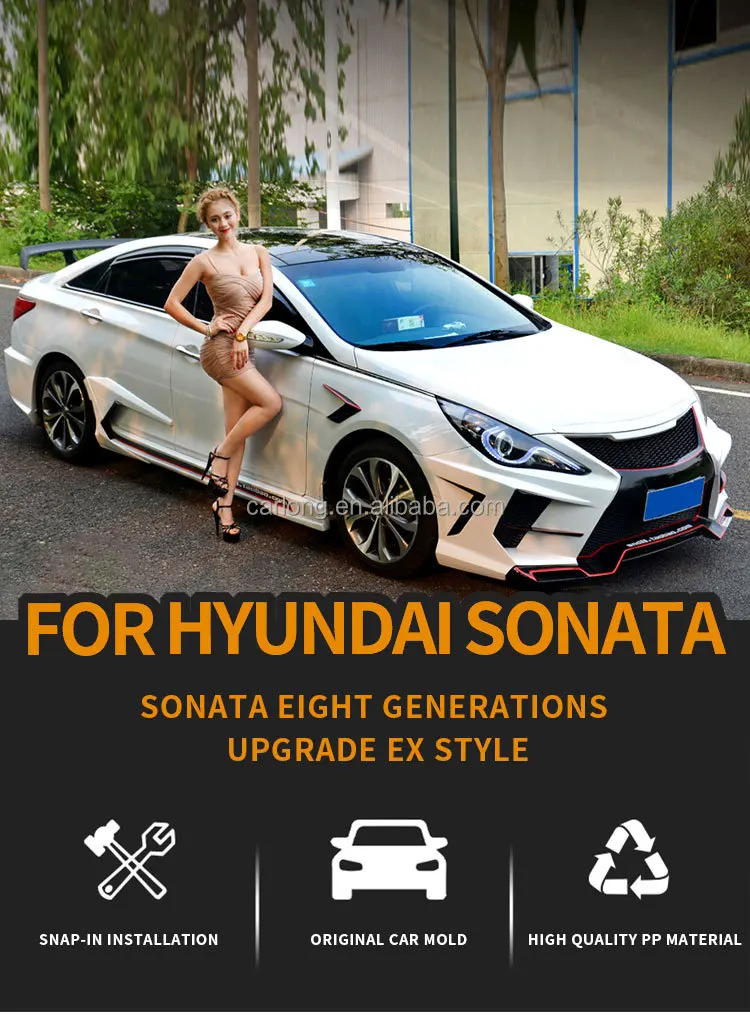 EX Type Car Bumper for Hyundai Sonata Eight Generations 2011-2015 Front Bumper Rear Bumper Side Skirt Car Body Kit Auto Parts