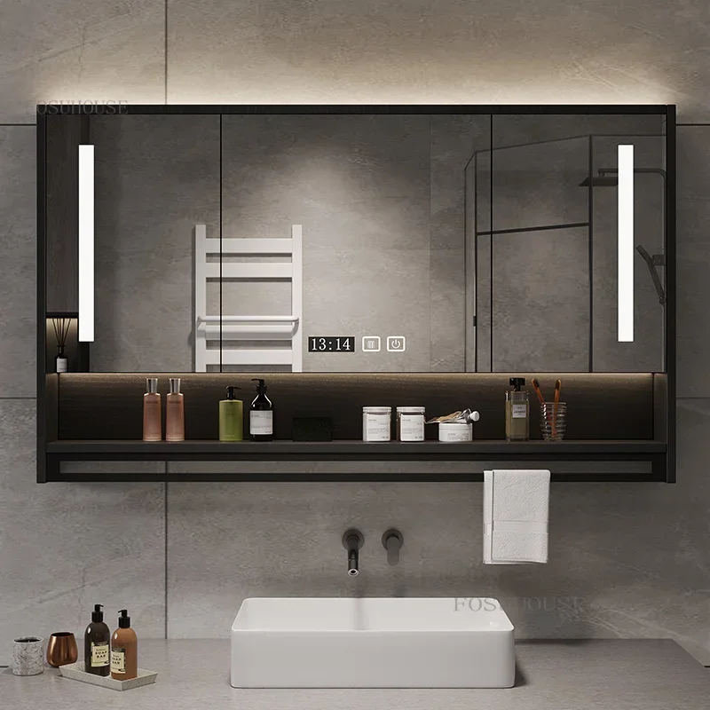 Smart Bathroom Mirror Cabinet Home Furniture Solid Wood Bathroom Cabinets Wall-mounted Mirror Cabinets Toilet Storage p