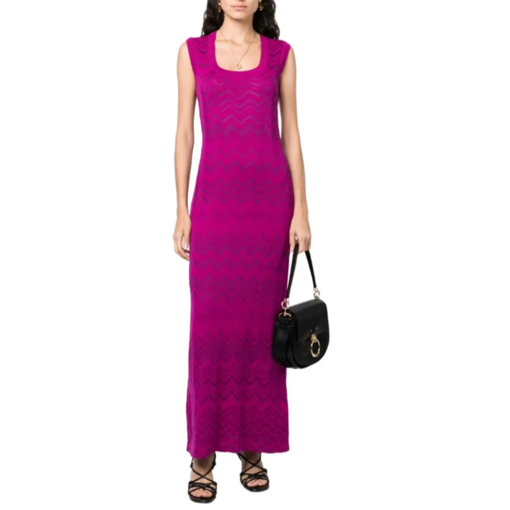 

Fall New 2023 Long Square Neck Sleeveless Knit Dress Striped Printed Sexy Slim Formal Occasion Evening Long Dresses A05410