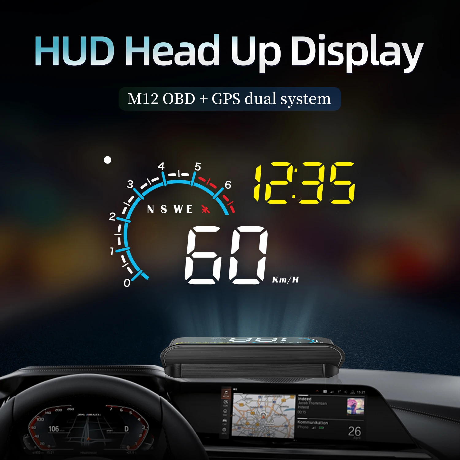 Universal Heads up Display M12 HUD Upgrade Vehicle Mounted Display
