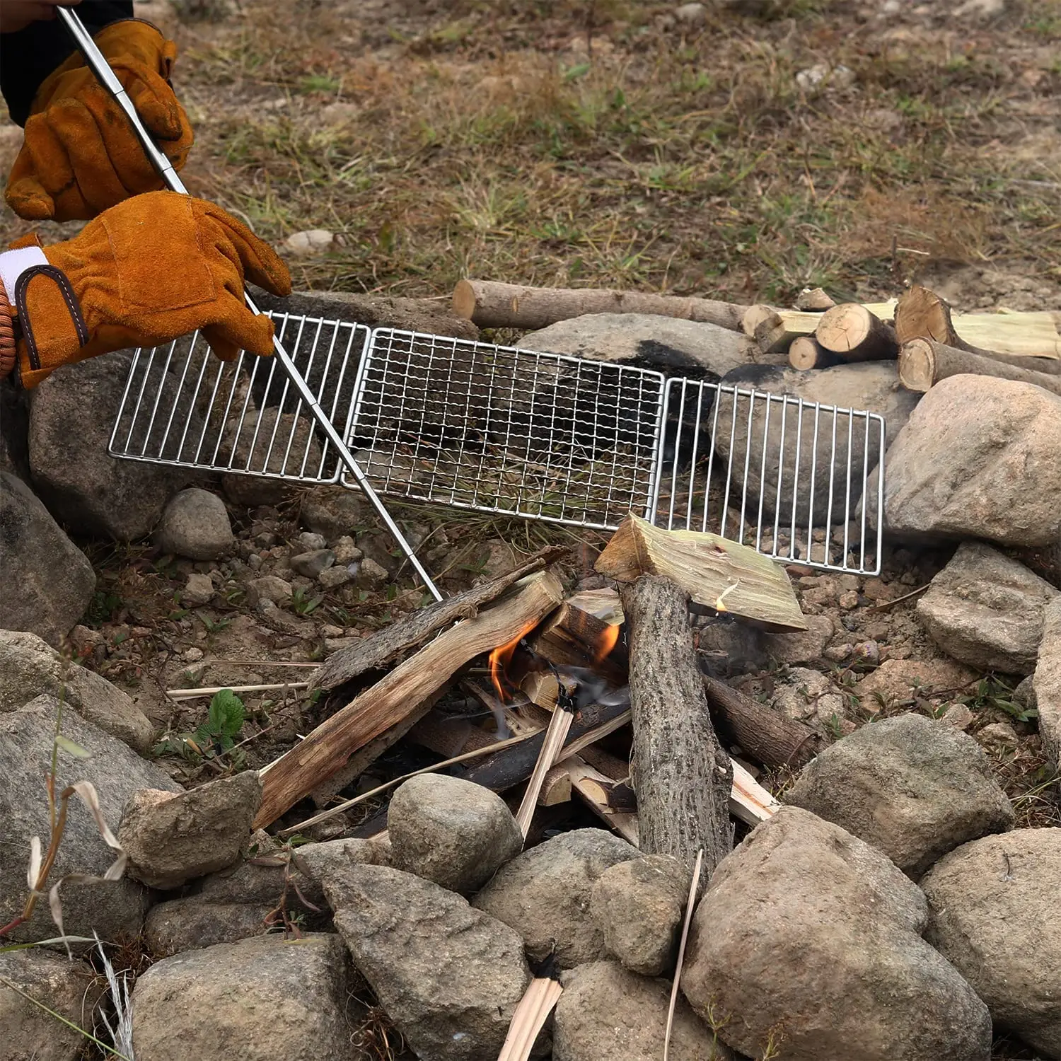 Foldable Stainless Steel Barbecue Mesh Sheet Outdoor Stove Grill Mesh Roasted Fish