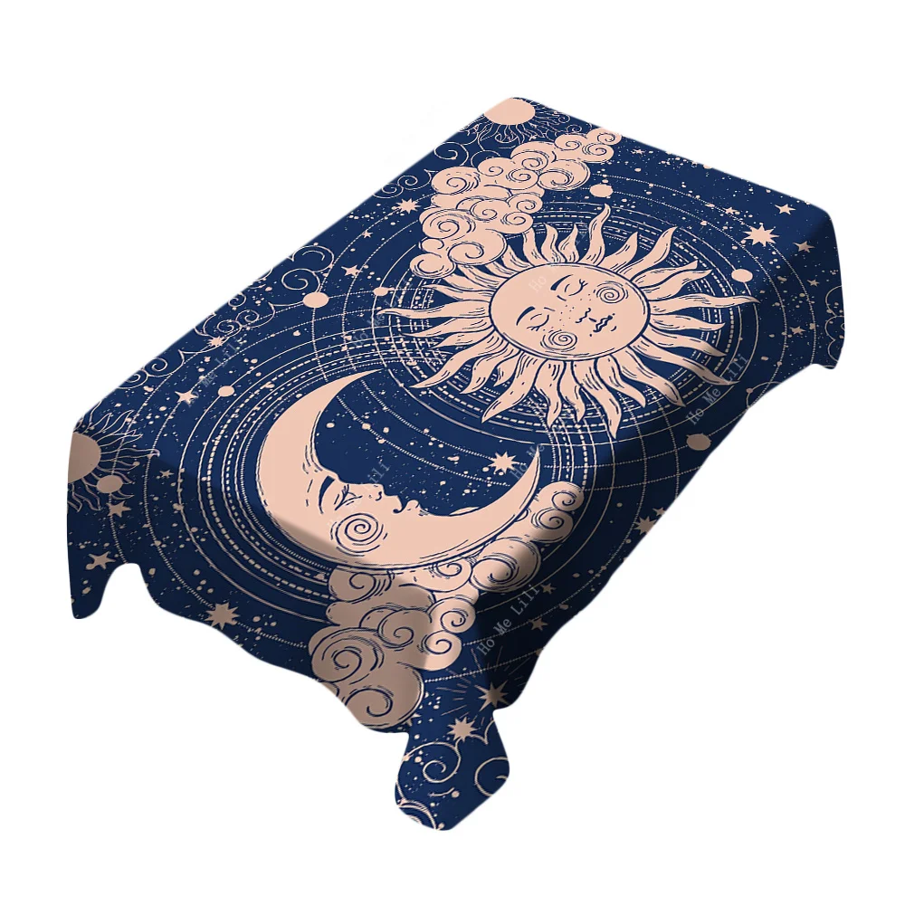 

Астрологическая Художественная печать Солнце Луна восходящая стена искусство фанки Зодиак скатерть от Ho Me Lili для настольного декора