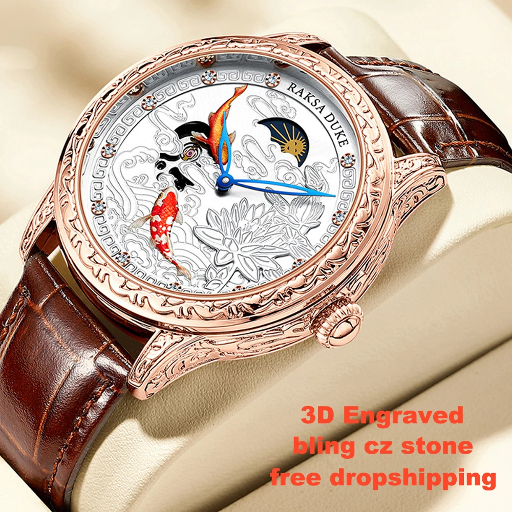 New Relogio Tourbillon Skeleton Watch for Men Automatic Mens Watches W/ Diamond Mechanical Wristwatch Women Fashion Female Clock expensive Romantic Watches