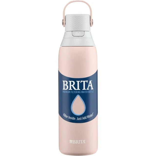 Brita White Pink Stainless Steel BPA Free Premium Filtering Water Bottle 20  oz