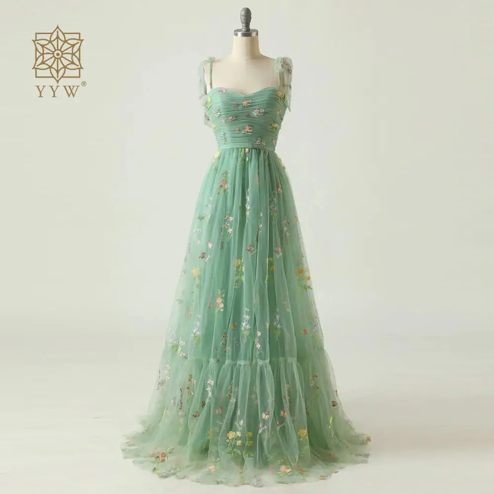 Vestido de fiesta elegante verde menta, vestido de graduación azul