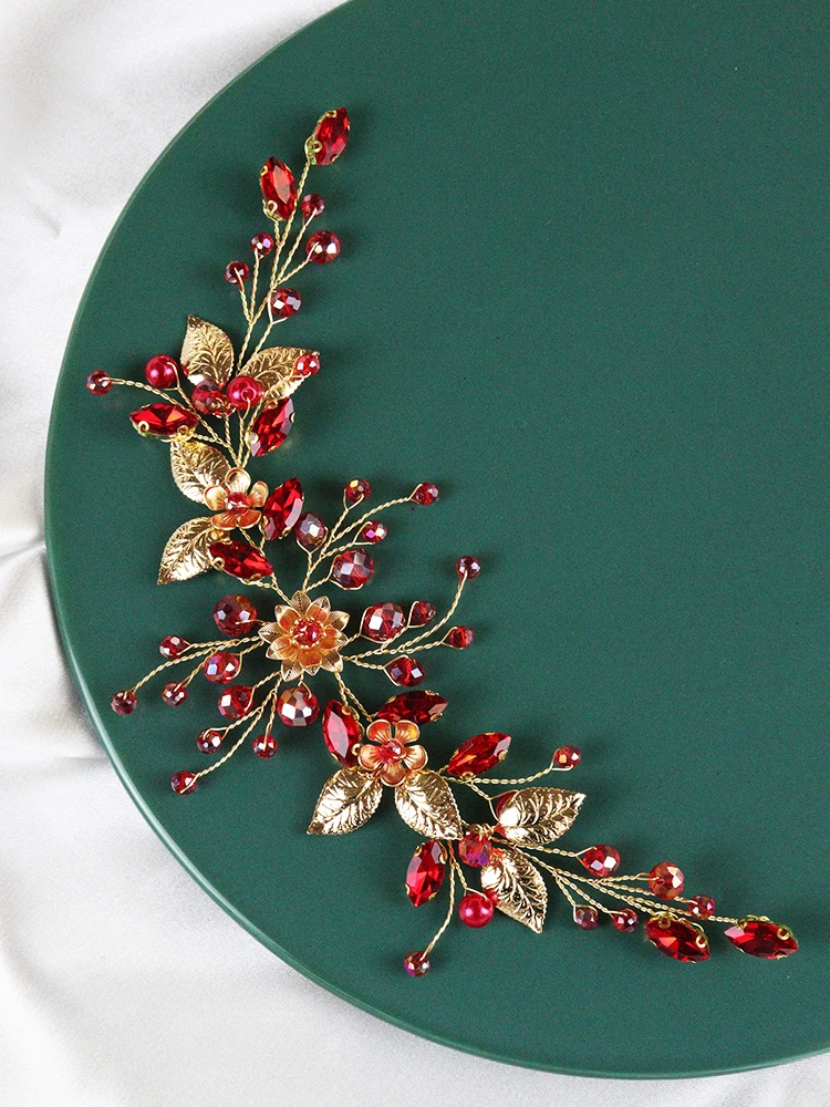 Wedding Headband Hair Accessories for Bride Headdress Gold Leaves Handmade Head Jewelry Party Women Headwear hair accessories,bridal hair accessories