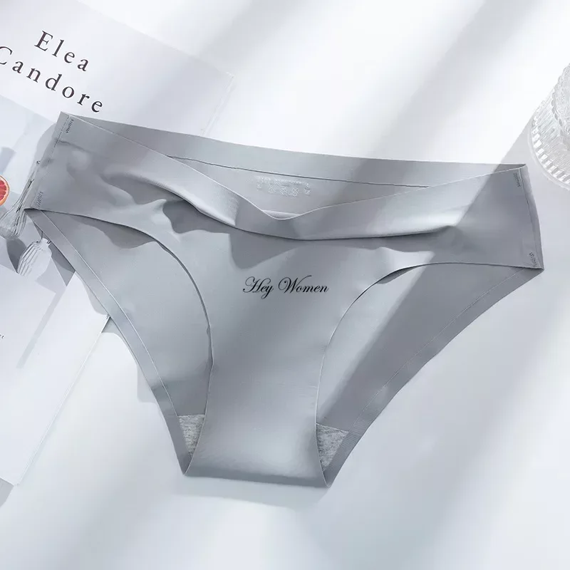 Invisible Briefs Sexy Lingerie Ice Silk Underwear for Women Seamless Comfort Cotton Crotch Underpant Mid-waist Girl Panties