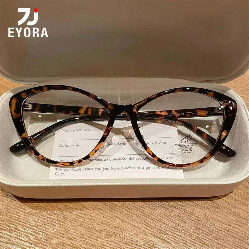 EYORA Trendy Cat Eye Lesebrille Frauen Anti Blaues Licht oder Photochrome Myopie Brillen Progressive Rezept Brillen