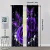 2pcs, Curtains Purple Rose Butterfly Flower Romantic Valentine's Day Blackout Polyester Versatile Applies to Holiday Decorations 4