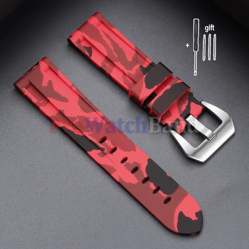 Stitched Sports Silicone Watch Band in Blue and Yellow - Soft Rubber Strap