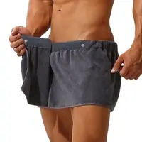 Short Men Bath Towel Pant Soft Fleece Casual Sexy Sleep Bottoms Pajamas Bath Skirt Quick-dry Shower Towel Men Side Open Bathrobe 4