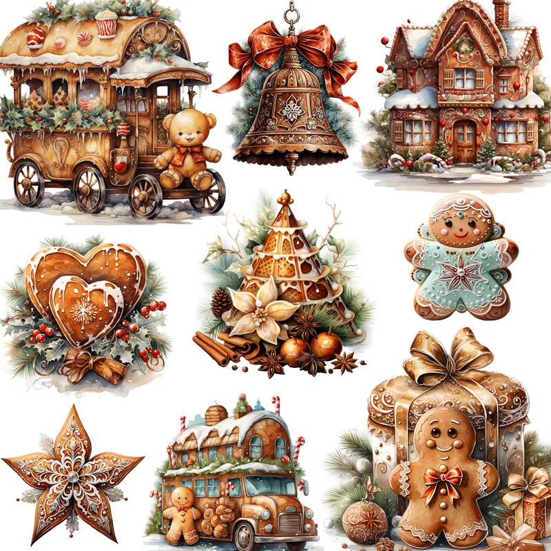 20Pcs/Pack Christmas Gingerbread I Sticker DIY Craft Scrapbooking Album Junk Journal Decorative Stickers