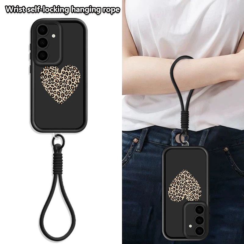 Edge Case Leopard Print Heart Lanyard Case