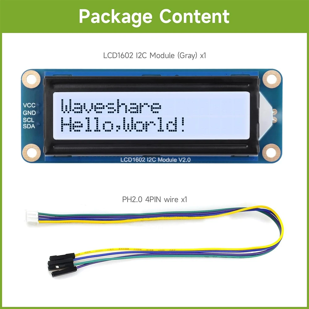 Arduino Lcd Waveshare LCD1602 I2C Module For Raspberry Pi, Raspberry Pi ...