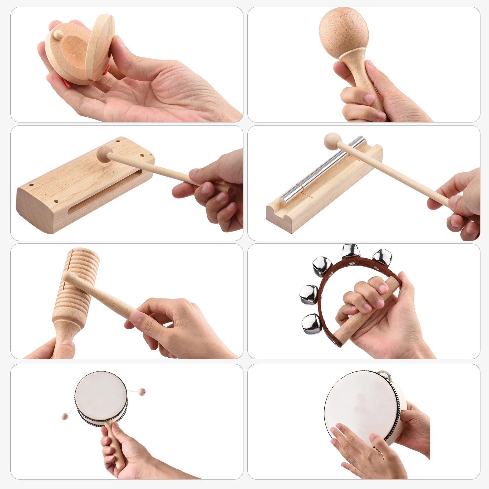 13pcs/Set Kids Musical Instruments Toys with Carry Bag Wooden Percussion Instruments Early Education Gifts for Toddlers Children