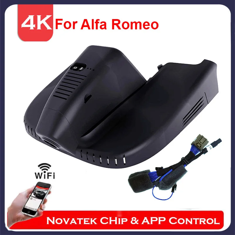 4K Hd Plug And Play Wifi Dvr Per Alfa Romeo Stelvio Giulia Stelvio 2019 2020 2021, Controllo Dash Cam Anteriore E Posteriore Tramite App